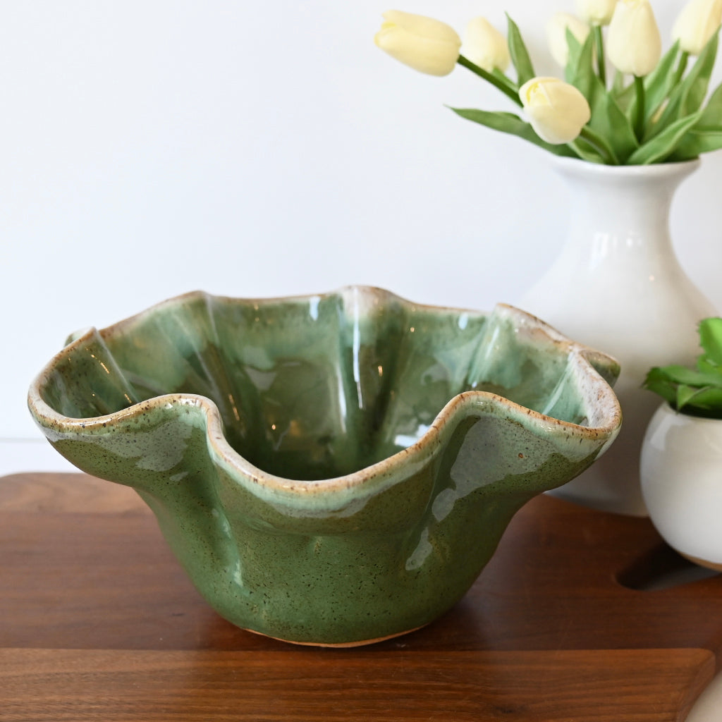 Round Fluted Bowl Matcha Leaf | Mississippi Made Gifts