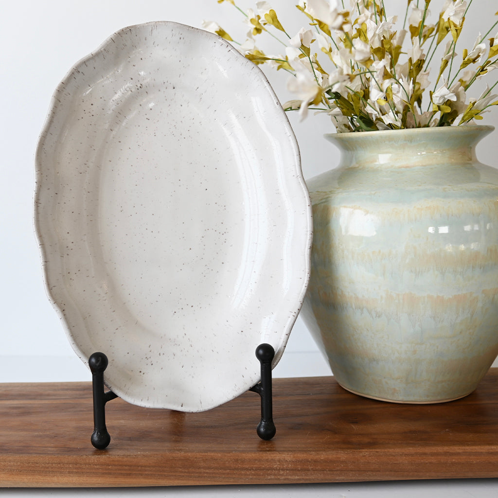 Small Oval Platter Eyelet White - TheMississippiGiftCompany.com
