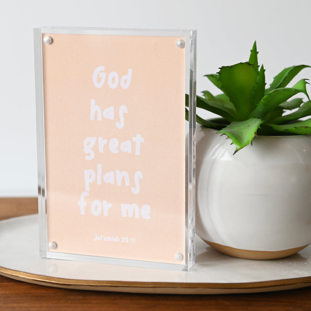 jeremiah 29:11 coral acrylic block