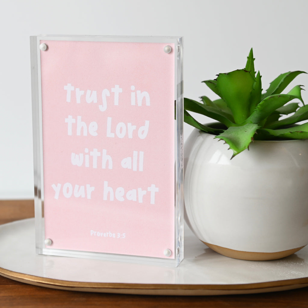 proverbs 3:5 pink acrylic block
