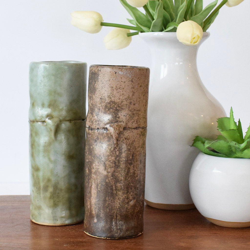 Bamboo Cylinder Vase Nutmeg - TheMississippiGiftCompany.com