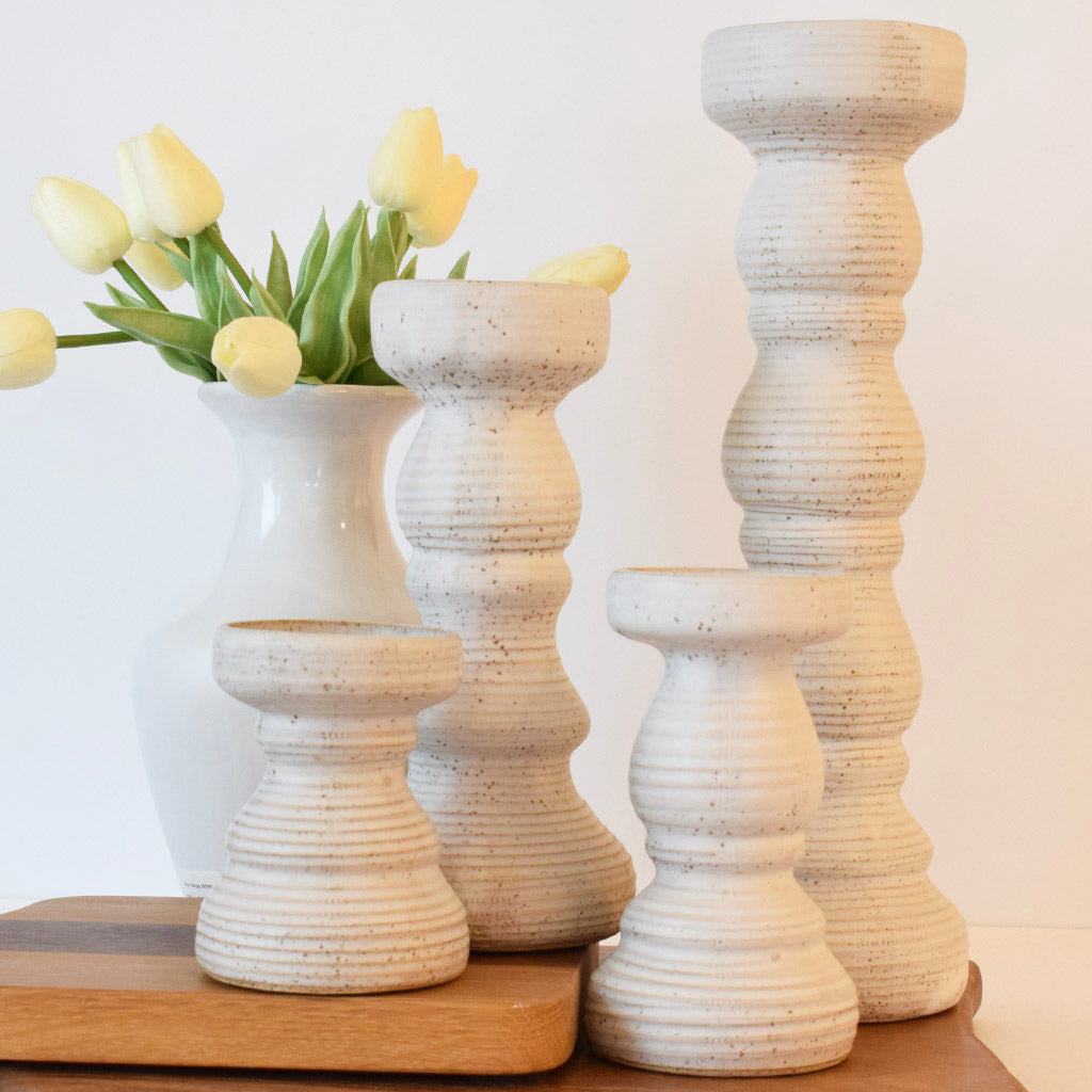 Candlesticks- White - TheMississippiGiftCompany.com