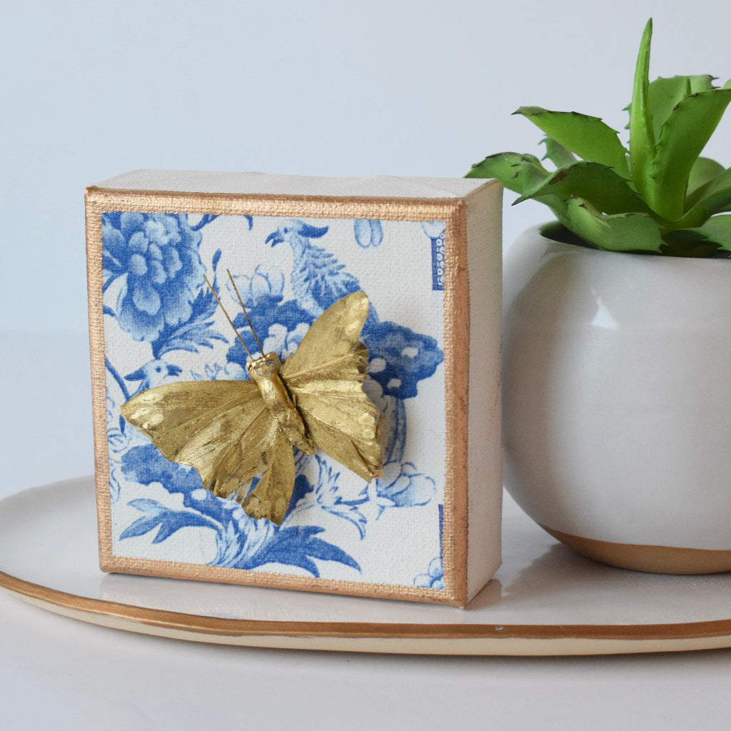 Butterfly Canvas - Blue & White - TheMississippiGiftCompany.com