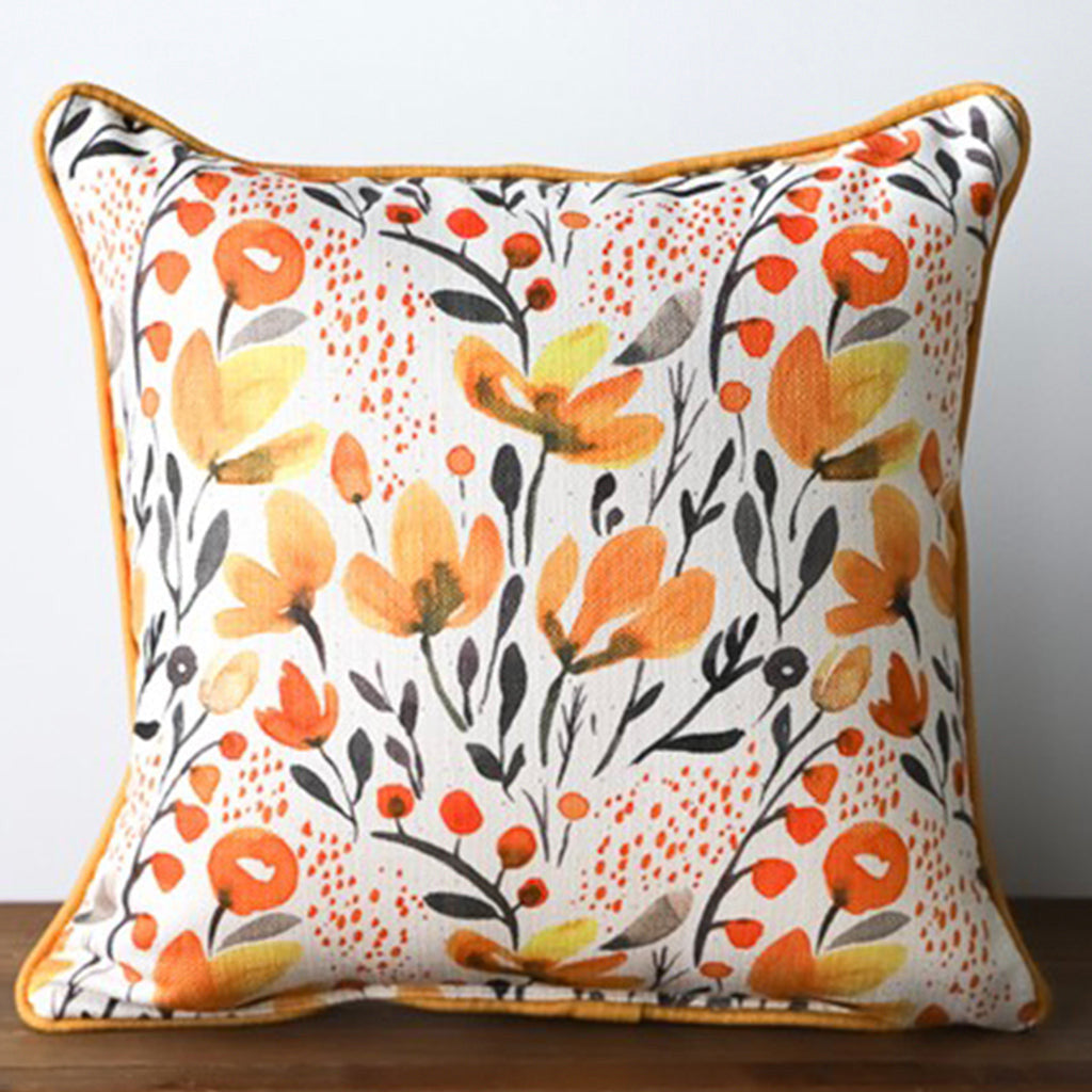 Mustard Floral State Pattern Square Pillow with Backing - TheMississippiGiftCompany.com